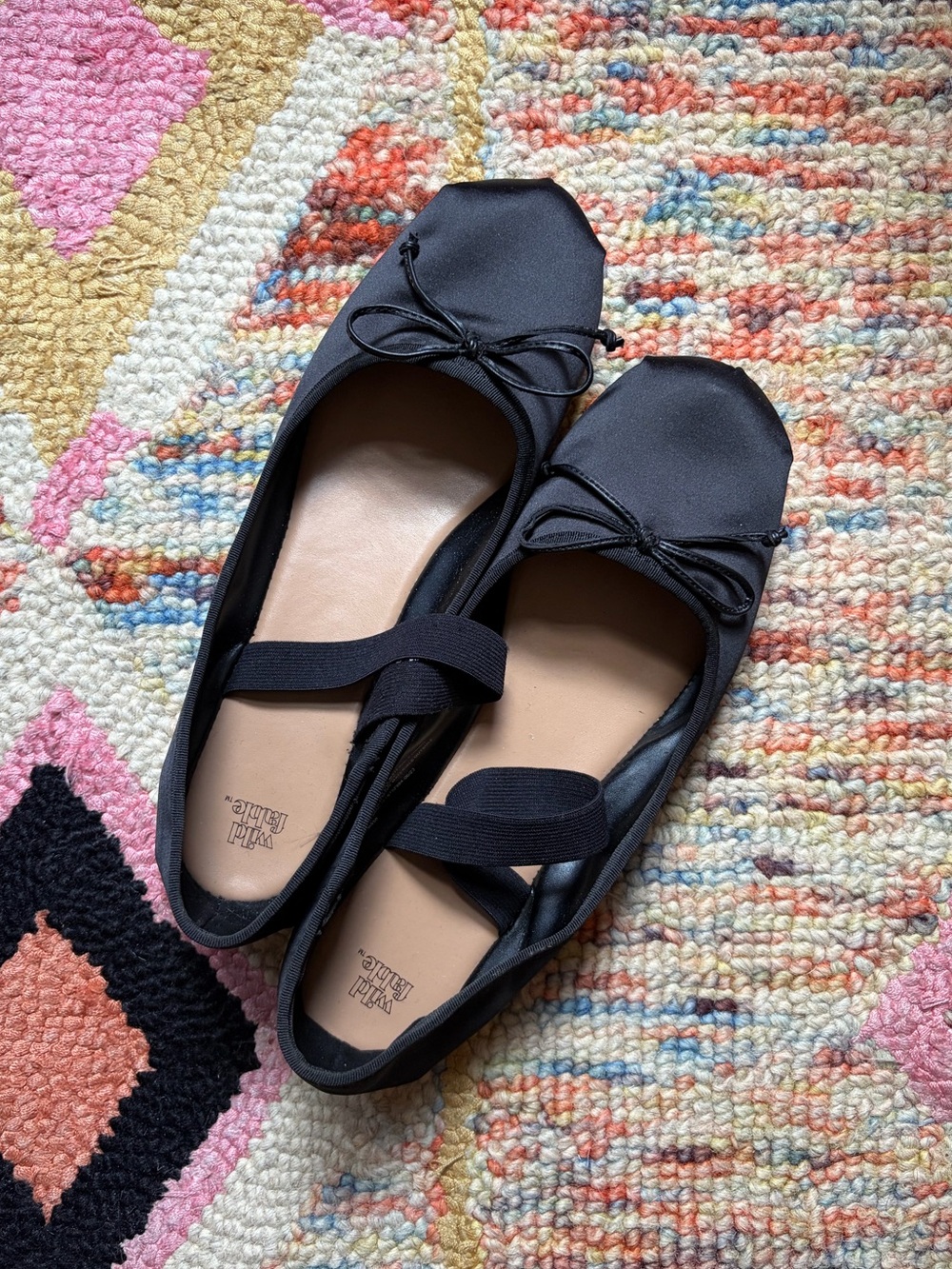 Target Black Ballet Flats with Stretch Strap and Bow
